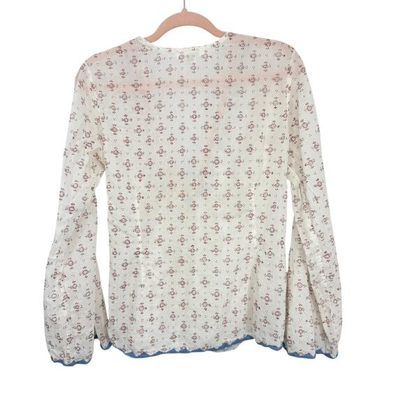 Kerry Cassill Flare Sleeve Tunic Top Size M/L Deep V Neck Empire Tie Boho - Picture 13 of 14